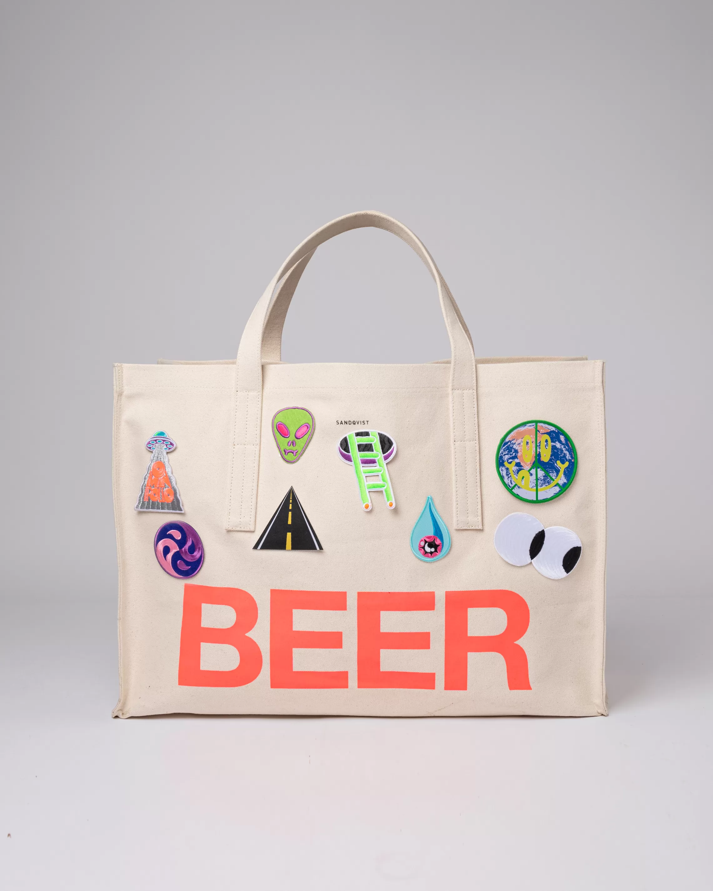 Sandqvist All Purpose Bag L X OMNIPOLLO Greige with print New